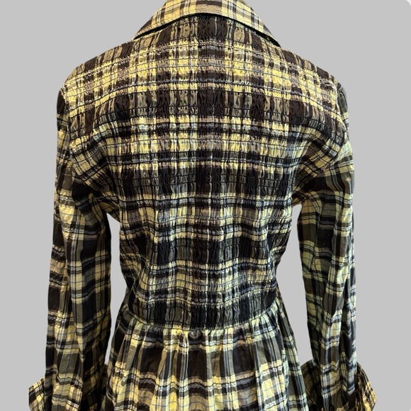 GANNI Checked cotton-ble seersucker mini shirt dress size 38 - Picture 12 of 16